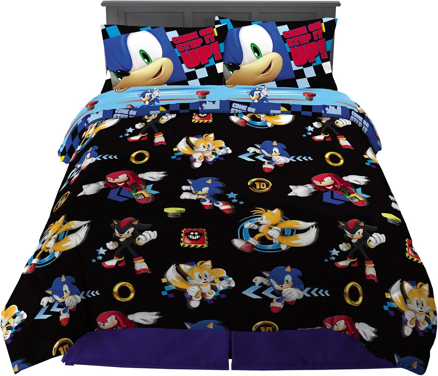 imageFranco Ms Rachel Educational Adventures Kids Bedding Super Soft Microfiber Comforter and Sheet Set 4 Piece Twin Size Officially Licensed ProductSonic the Hedgehog