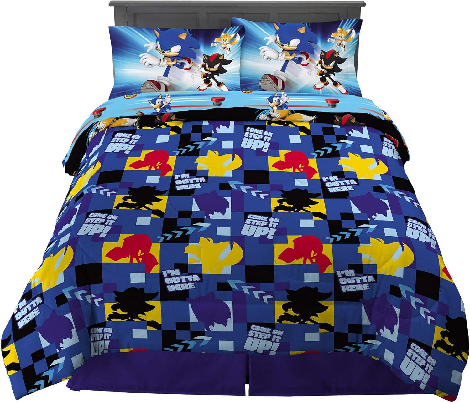 imageFranco Ms Rachel Educational Adventures Kids Bedding Super Soft Microfiber Comforter and Sheet Set 4 Piece Twin Size Officially Licensed ProductSonic the Hedgehog
