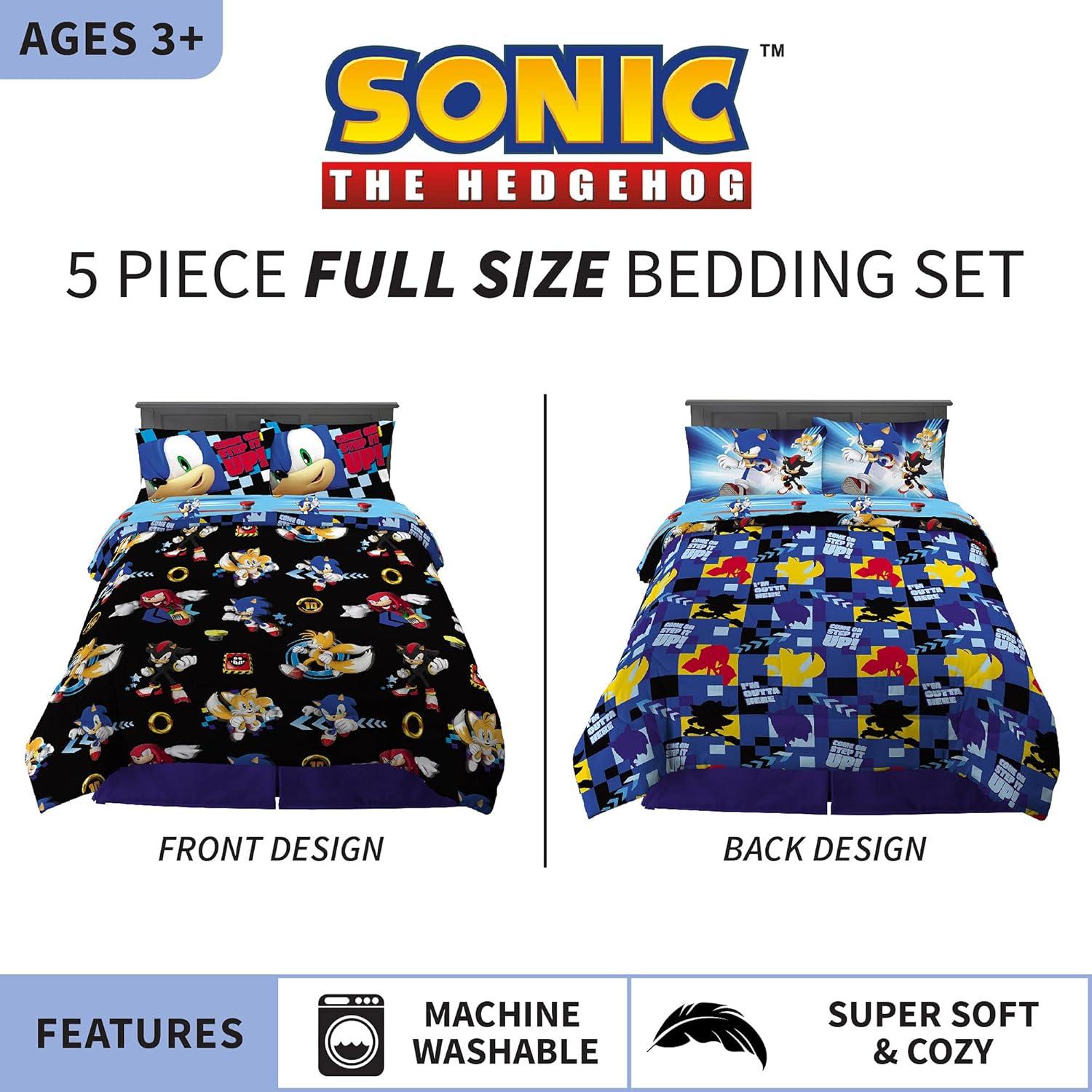 imageFranco Ms Rachel Educational Adventures Kids Bedding Super Soft Microfiber Comforter and Sheet Set 4 Piece Twin Size Officially Licensed ProductSonic the Hedgehog