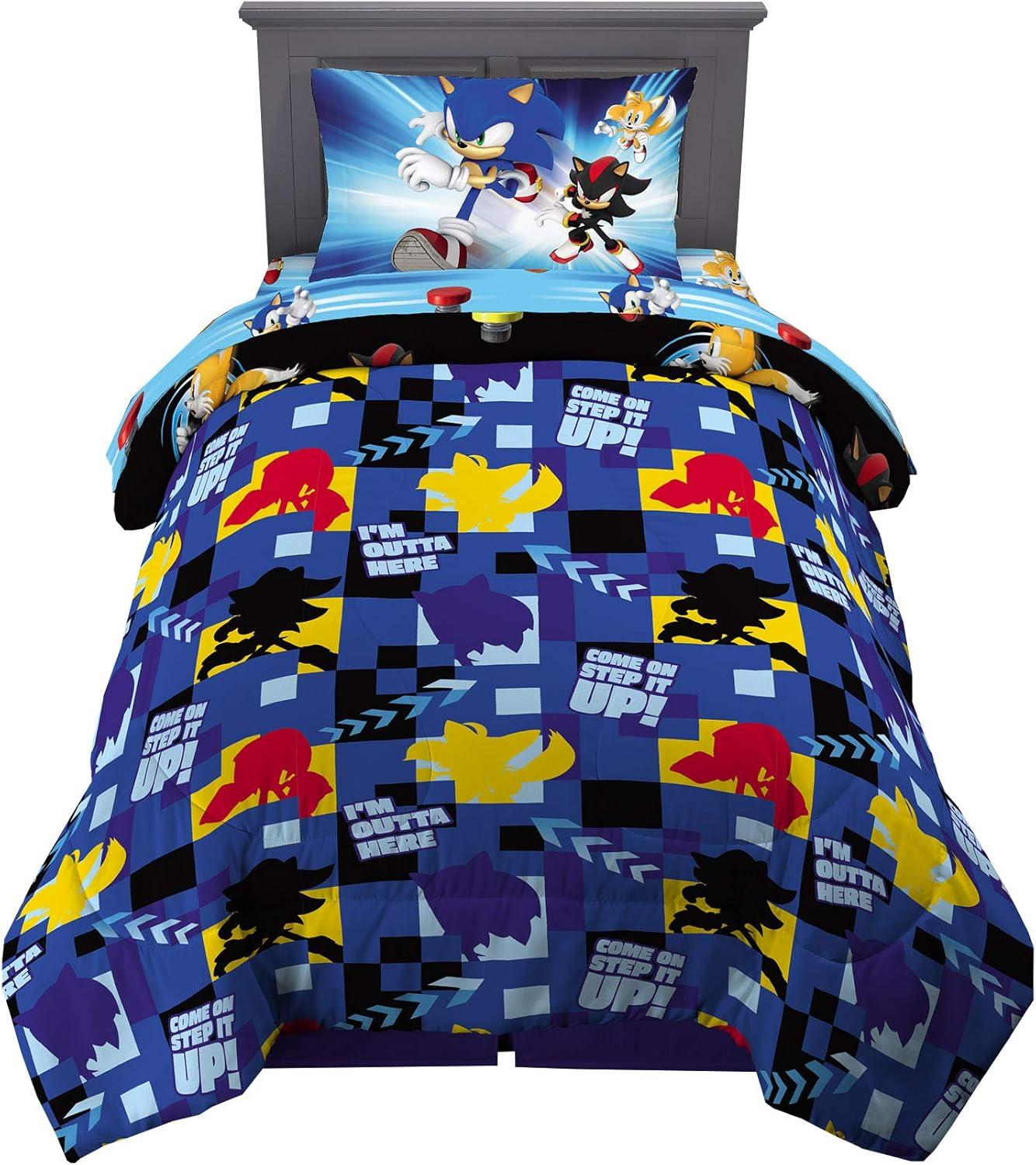 imageFranco Ms Rachel Educational Adventures Kids Bedding Super Soft Microfiber Comforter and Sheet Set 4 Piece Twin Size Officially Licensed ProductSonic the Hedgehog