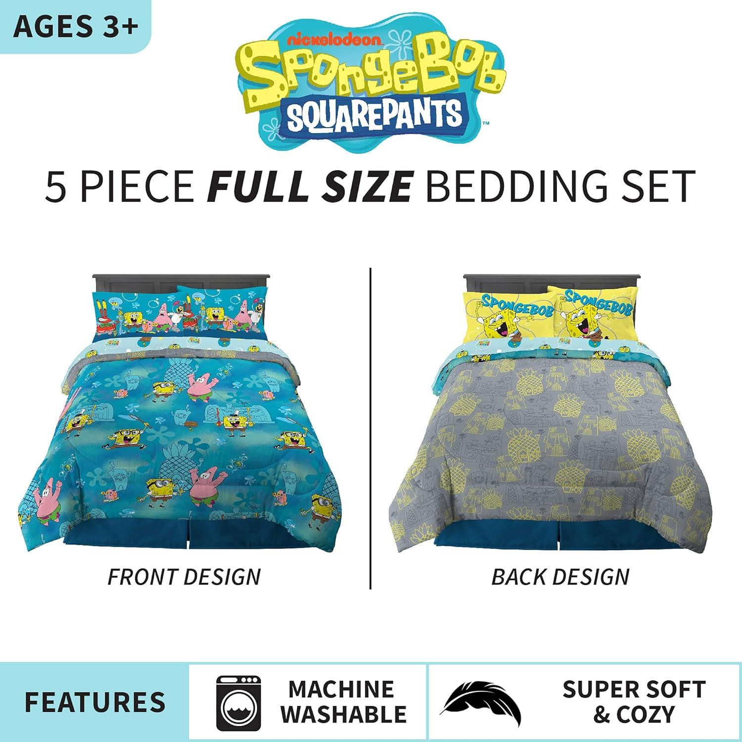 imageFranco Ms Rachel Educational Adventures Kids Bedding Super Soft Microfiber Comforter and Sheet Set 4 Piece Twin Size Officially Licensed ProductSpongebob