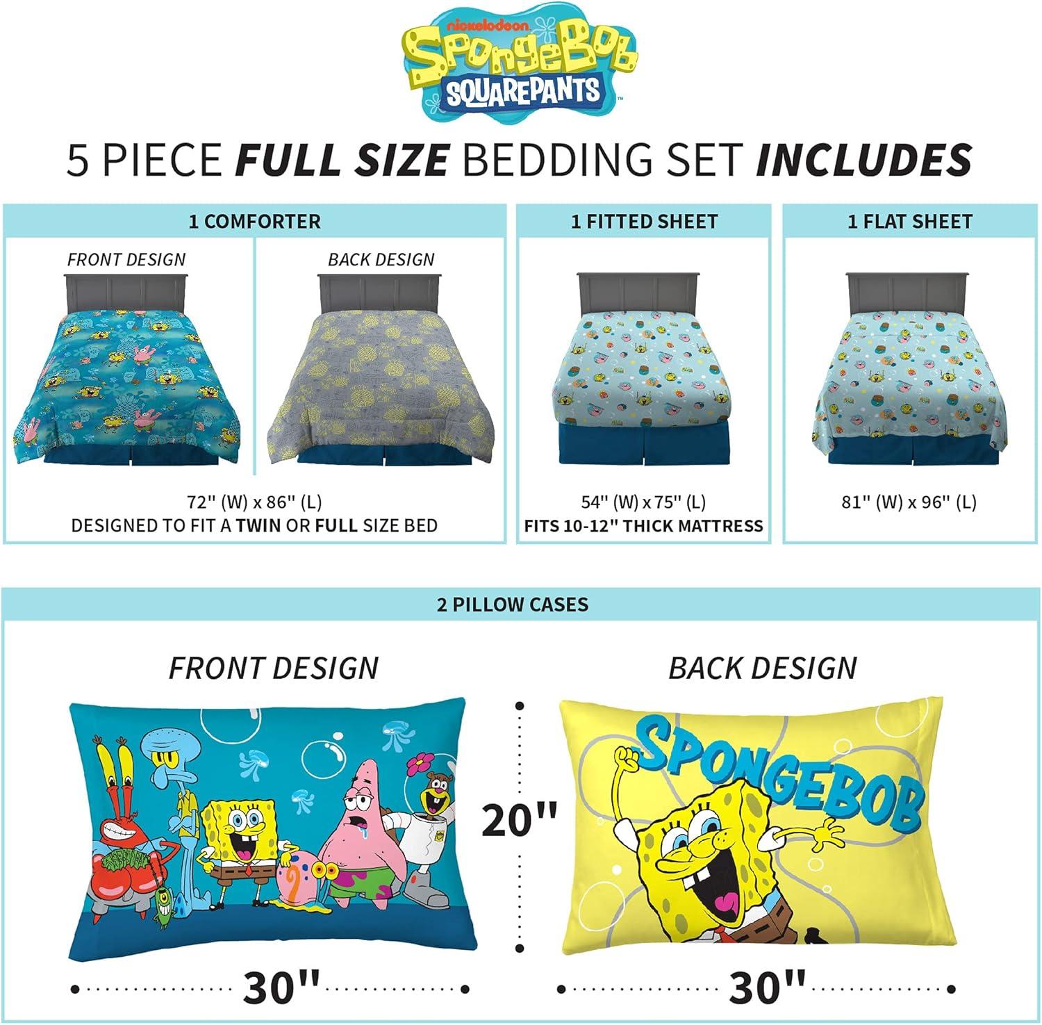 imageFranco Ms Rachel Educational Adventures Kids Bedding Super Soft Microfiber Comforter and Sheet Set 4 Piece Twin Size Officially Licensed ProductSpongebob