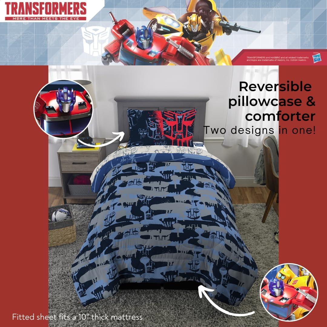 imageFranco Ms Rachel Educational Adventures Kids Bedding Super Soft Microfiber Comforter and Sheet Set 4 Piece Twin Size Officially Licensed ProductTransformers Robot Moves