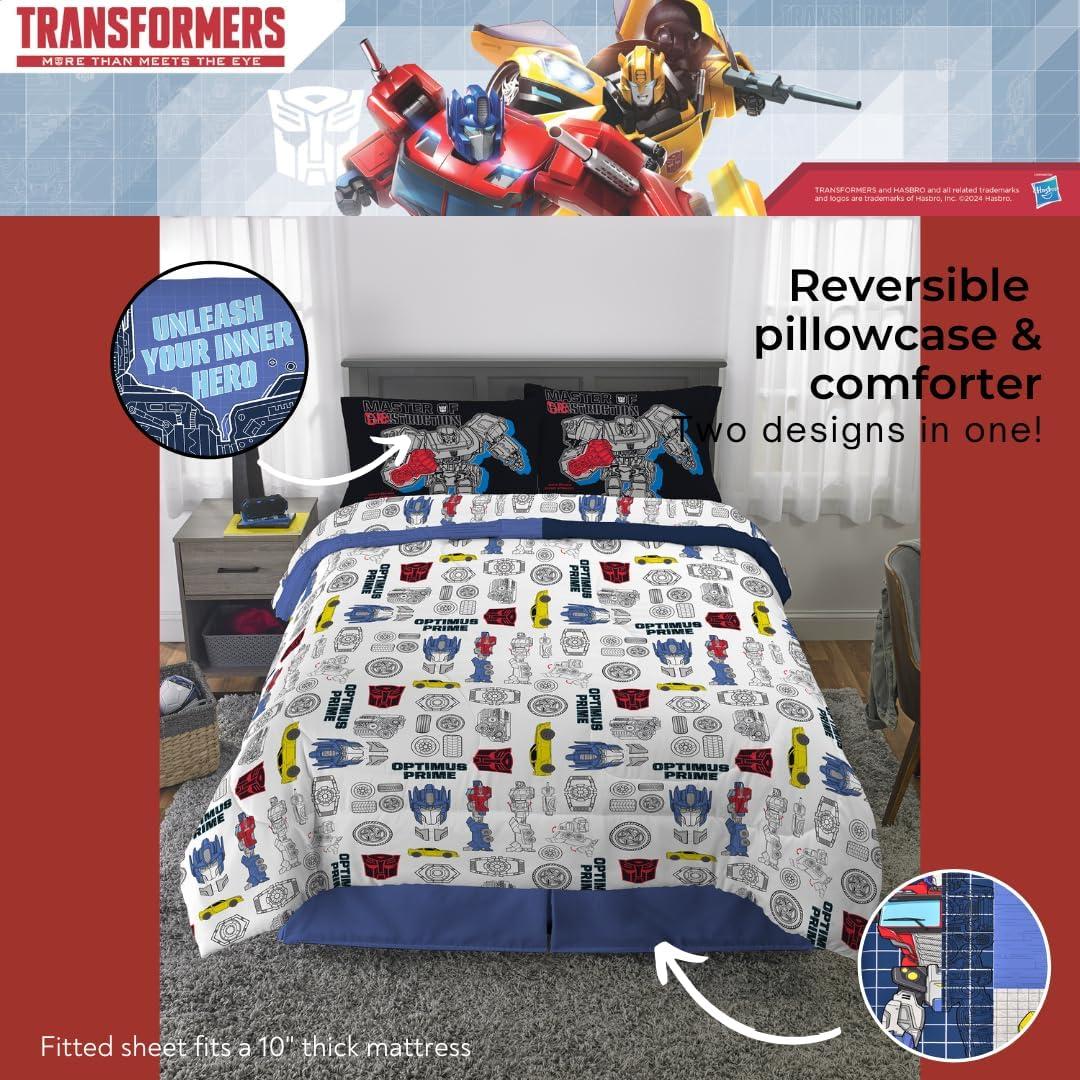 imageFranco Ms Rachel Educational Adventures Kids Bedding Super Soft Microfiber Comforter and Sheet Set 4 Piece Twin Size Officially Licensed ProductTransformers Universe Battle
