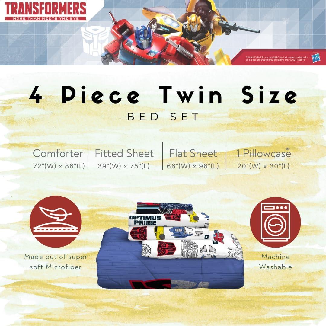 imageFranco Ms Rachel Educational Adventures Kids Bedding Super Soft Microfiber Comforter and Sheet Set 4 Piece Twin Size Officially Licensed ProductTransformers Universe Battle