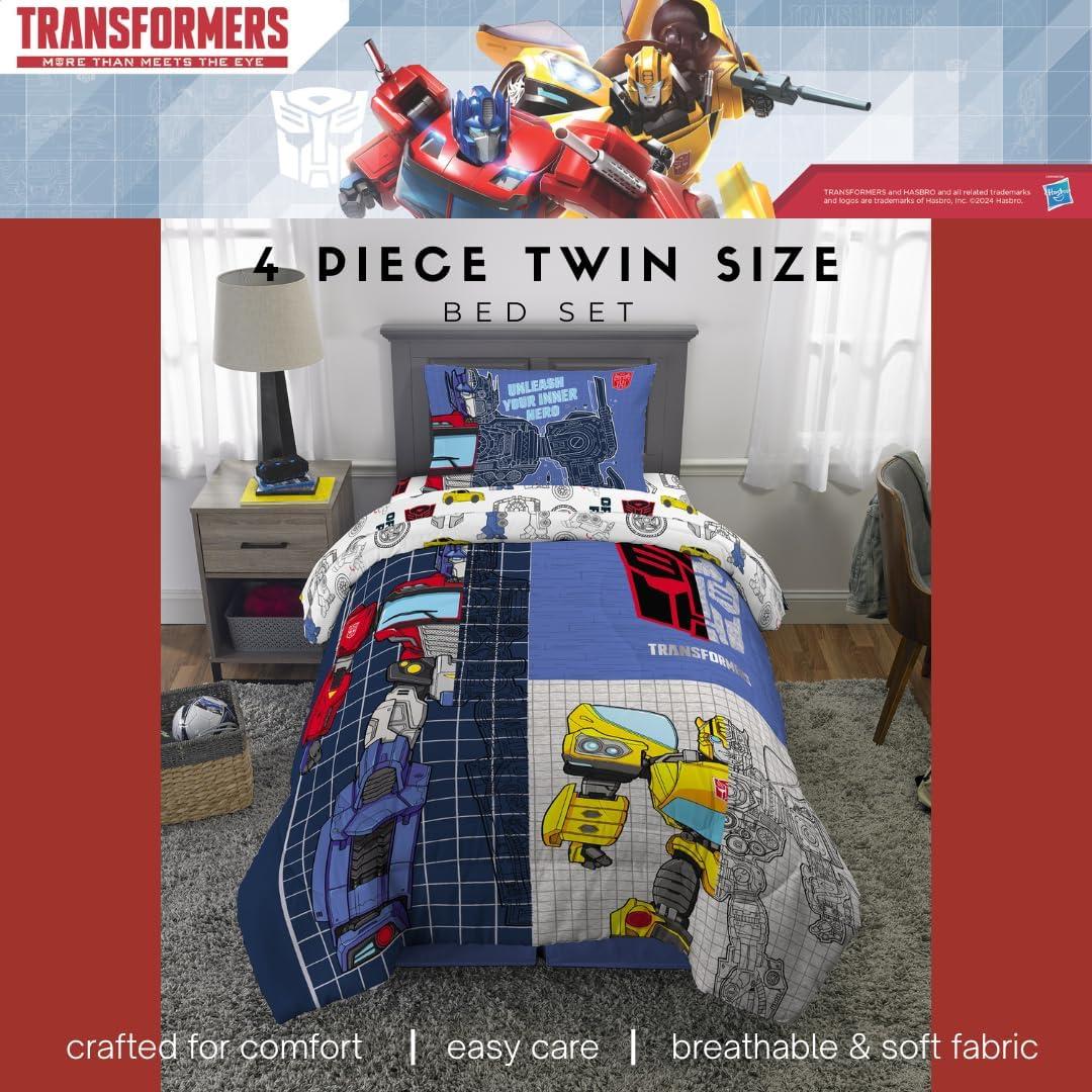 imageFranco Ms Rachel Educational Adventures Kids Bedding Super Soft Microfiber Comforter and Sheet Set 4 Piece Twin Size Officially Licensed ProductTransformers Universe Battle