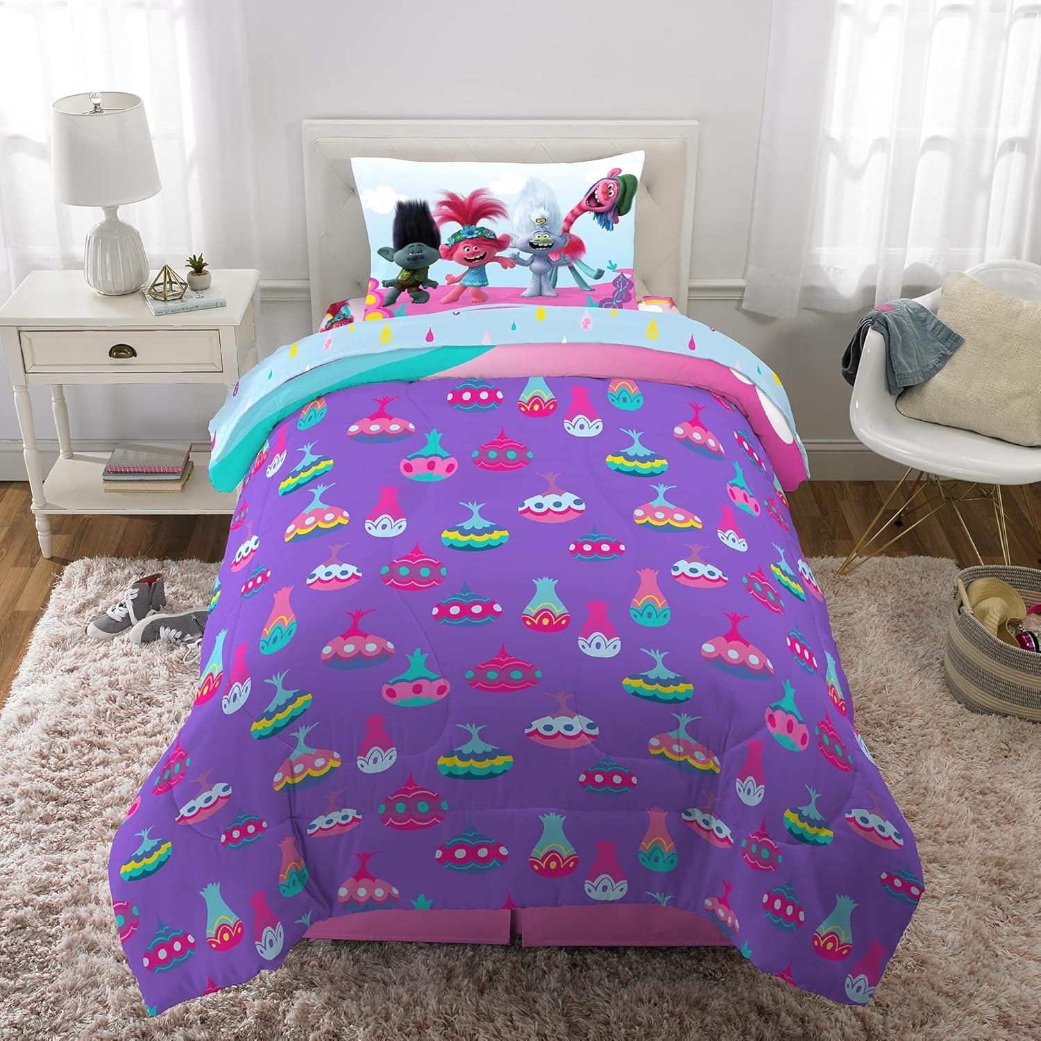 imageFranco Ms Rachel Educational Adventures Kids Bedding Super Soft Microfiber Comforter and Sheet Set 4 Piece Twin Size Officially Licensed ProductTrolls World Tour