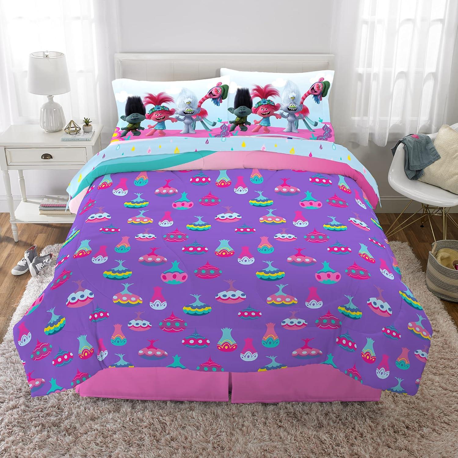 imageFranco Ms Rachel Educational Adventures Kids Bedding Super Soft Microfiber Comforter and Sheet Set 4 Piece Twin Size Officially Licensed ProductTrolls World Tour