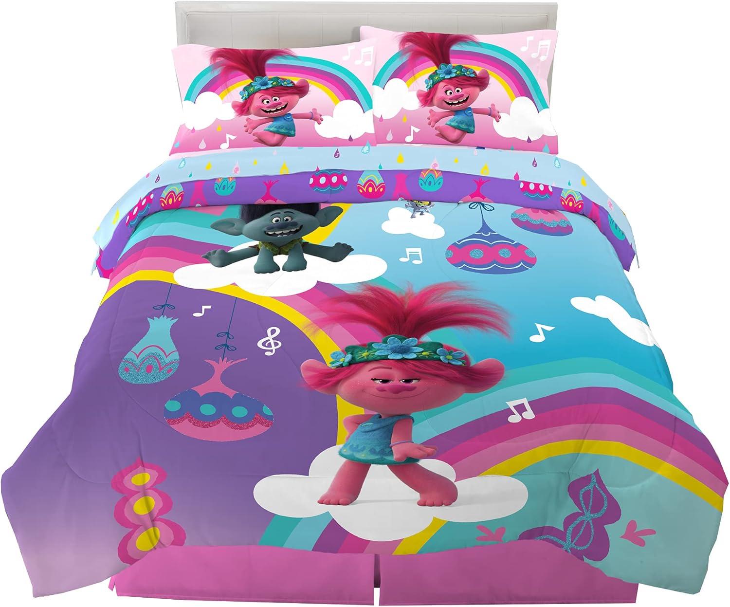 imageFranco Ms Rachel Educational Adventures Kids Bedding Super Soft Microfiber Comforter and Sheet Set 4 Piece Twin Size Officially Licensed ProductTrolls World Tour