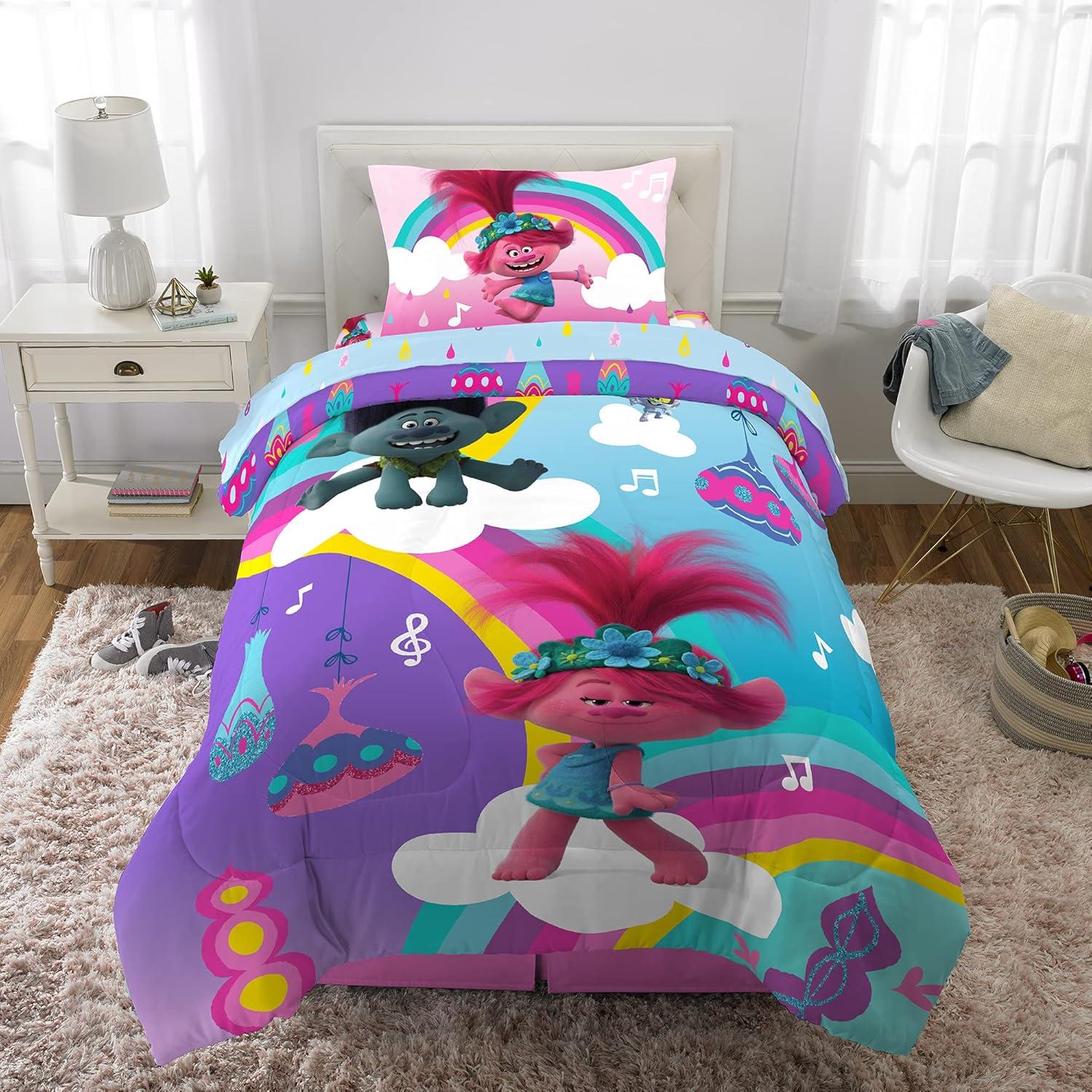 imageFranco Ms Rachel Educational Adventures Kids Bedding Super Soft Microfiber Comforter and Sheet Set 4 Piece Twin Size Officially Licensed ProductTrolls World Tour