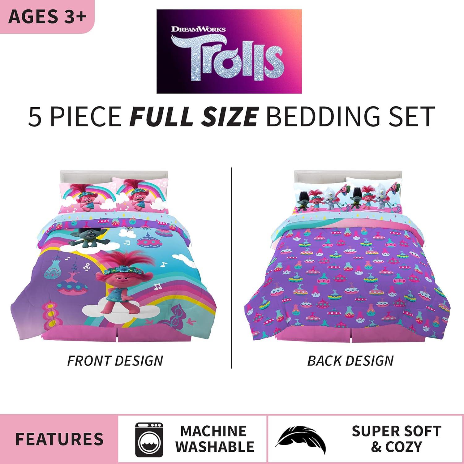 imageFranco Ms Rachel Educational Adventures Kids Bedding Super Soft Microfiber Comforter and Sheet Set 4 Piece Twin Size Officially Licensed ProductTrolls World Tour