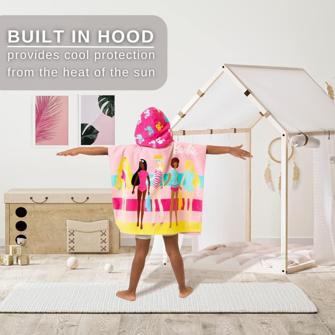 imageFranco Ms Rachel Kids BeachPoolBathCamping Hooded Towel Poncho 24quot X 22quot Absorbent Cotton Cover up Officially Licensed ProductBarbie