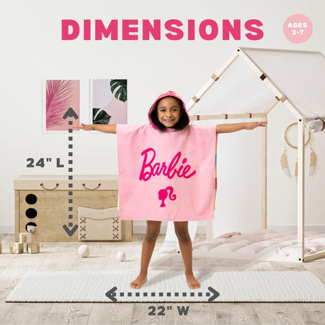 imageFranco Ms Rachel Kids BeachPoolBathCamping Hooded Towel Poncho 24quot X 22quot Absorbent Cotton Cover up Officially Licensed ProductBarbie