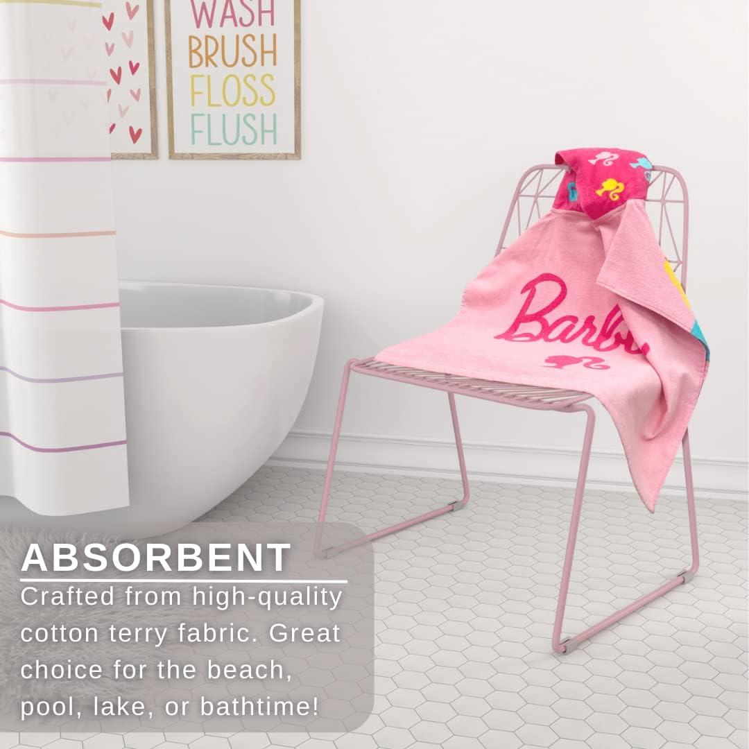 imageFranco Ms Rachel Kids BeachPoolBathCamping Hooded Towel Poncho 24quot X 22quot Absorbent Cotton Cover up Officially Licensed ProductBarbie