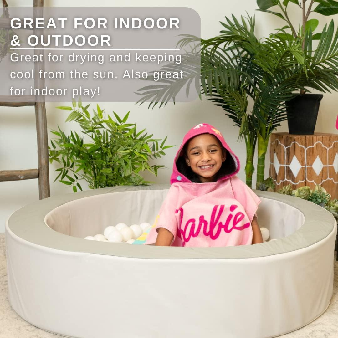 imageFranco Ms Rachel Kids BeachPoolBathCamping Hooded Towel Poncho 24quot X 22quot Absorbent Cotton Cover up Officially Licensed ProductBarbie