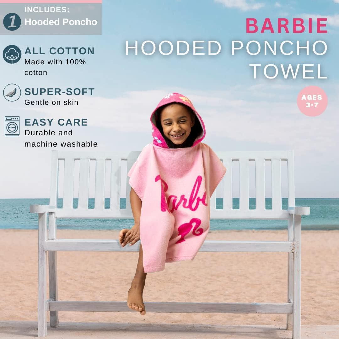 imageFranco Ms Rachel Kids BeachPoolBathCamping Hooded Towel Poncho 24quot X 22quot Absorbent Cotton Cover up Officially Licensed ProductBarbie