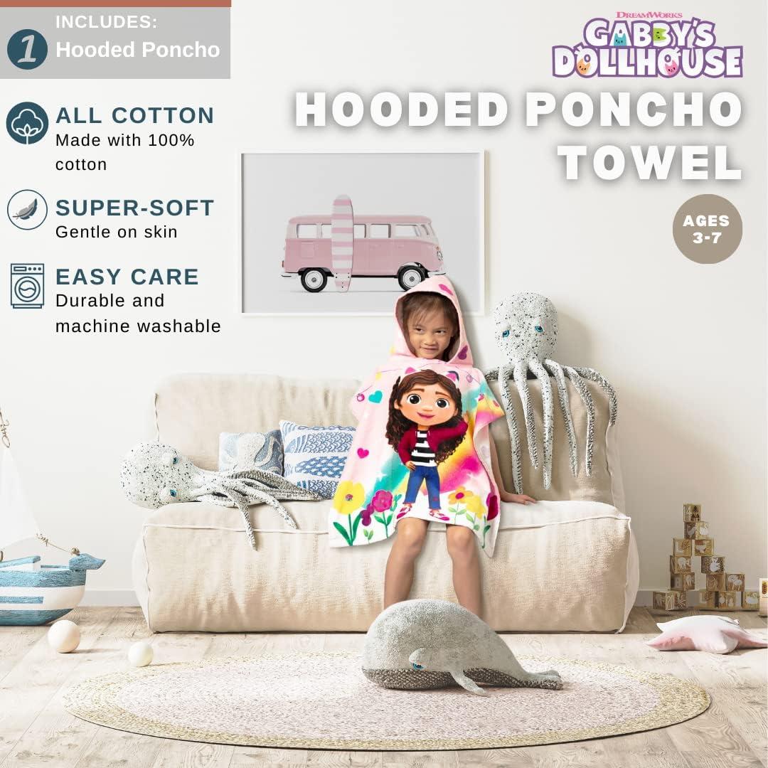 imageFranco Ms Rachel Kids BeachPoolBathCamping Hooded Towel Poncho 24quot X 22quot Absorbent Cotton Cover up Officially Licensed ProductGabbys Dollhouse