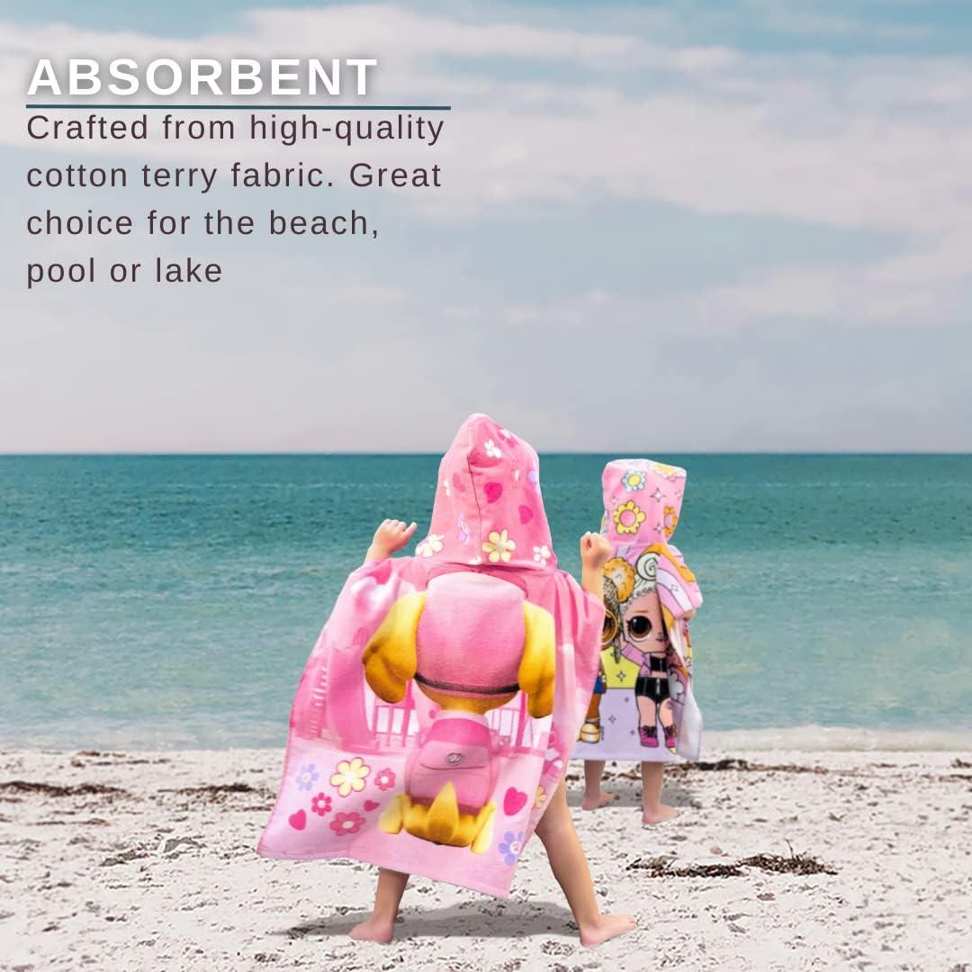 imageFranco Ms Rachel Kids BeachPoolBathCamping Hooded Towel Poncho 24quot X 22quot Absorbent Cotton Cover up Officially Licensed ProductLol Surprise
