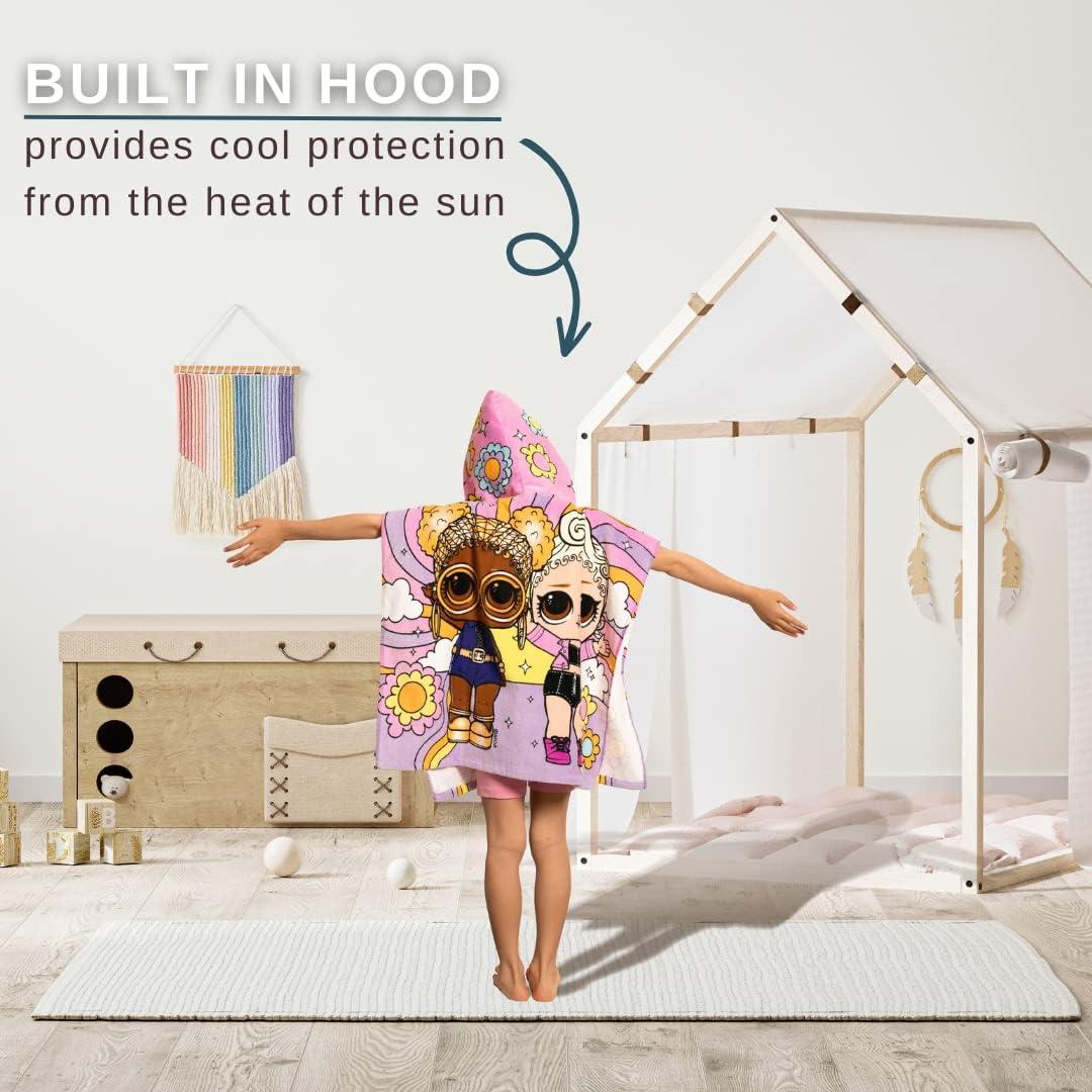 imageFranco Ms Rachel Kids BeachPoolBathCamping Hooded Towel Poncho 24quot X 22quot Absorbent Cotton Cover up Officially Licensed ProductLol Surprise