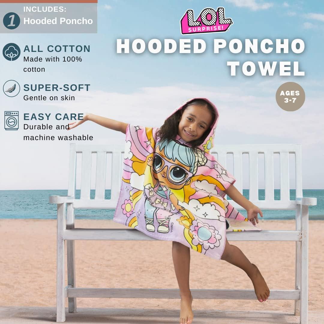 imageFranco Ms Rachel Kids BeachPoolBathCamping Hooded Towel Poncho 24quot X 22quot Absorbent Cotton Cover up Officially Licensed ProductLol Surprise