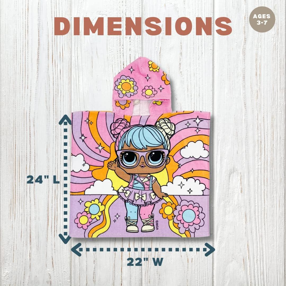 imageFranco Ms Rachel Kids BeachPoolBathCamping Hooded Towel Poncho 24quot X 22quot Absorbent Cotton Cover up Officially Licensed ProductLol Surprise