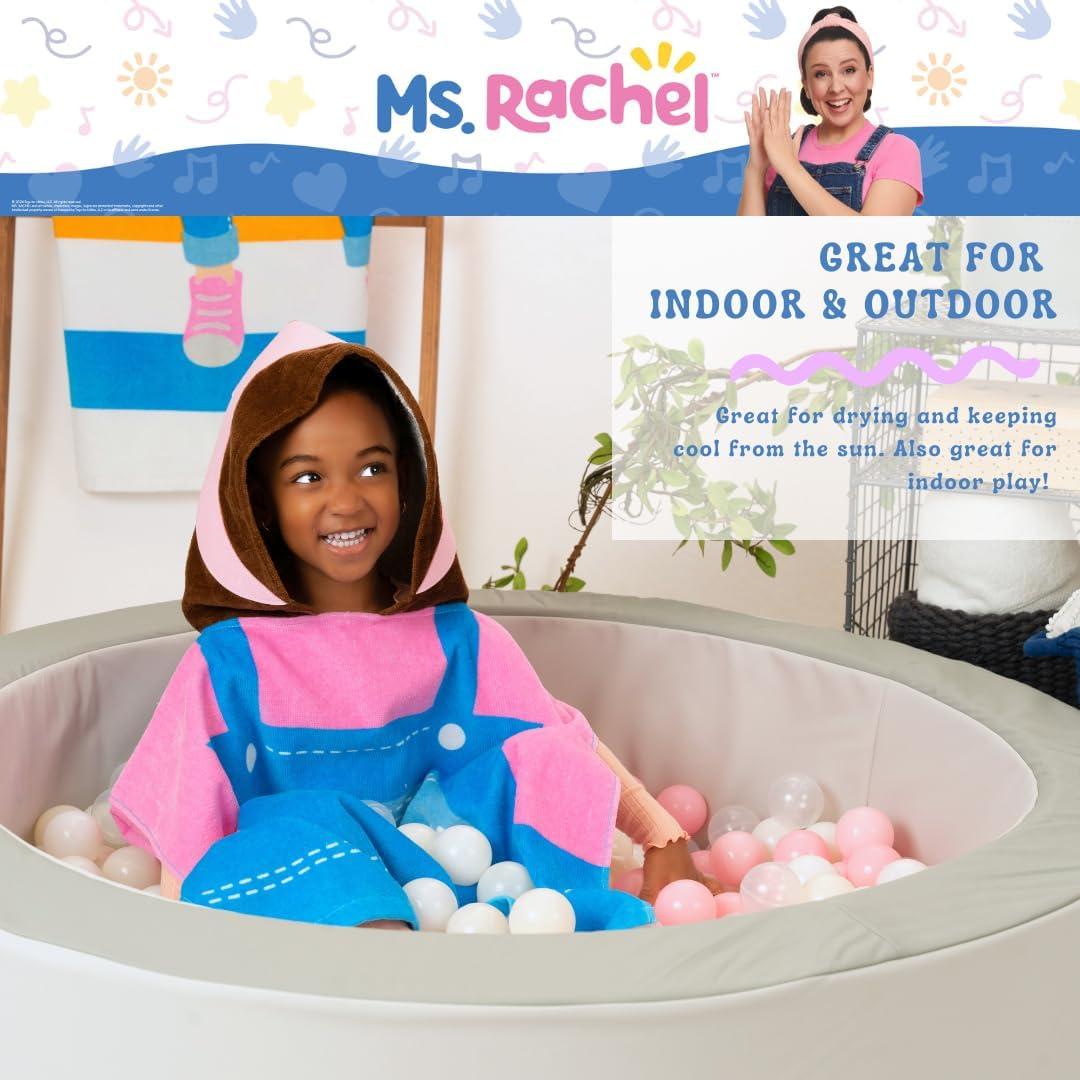 imageFranco Ms Rachel Kids BeachPoolBathCamping Hooded Towel Poncho 24quot X 22quot Absorbent Cotton Cover up Officially Licensed ProductMs Rachel