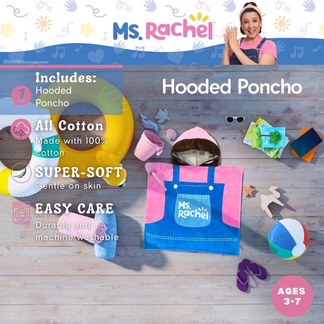 imageFranco Ms Rachel Kids BeachPoolBathCamping Hooded Towel Poncho 24quot X 22quot Absorbent Cotton Cover up Officially Licensed ProductMs Rachel