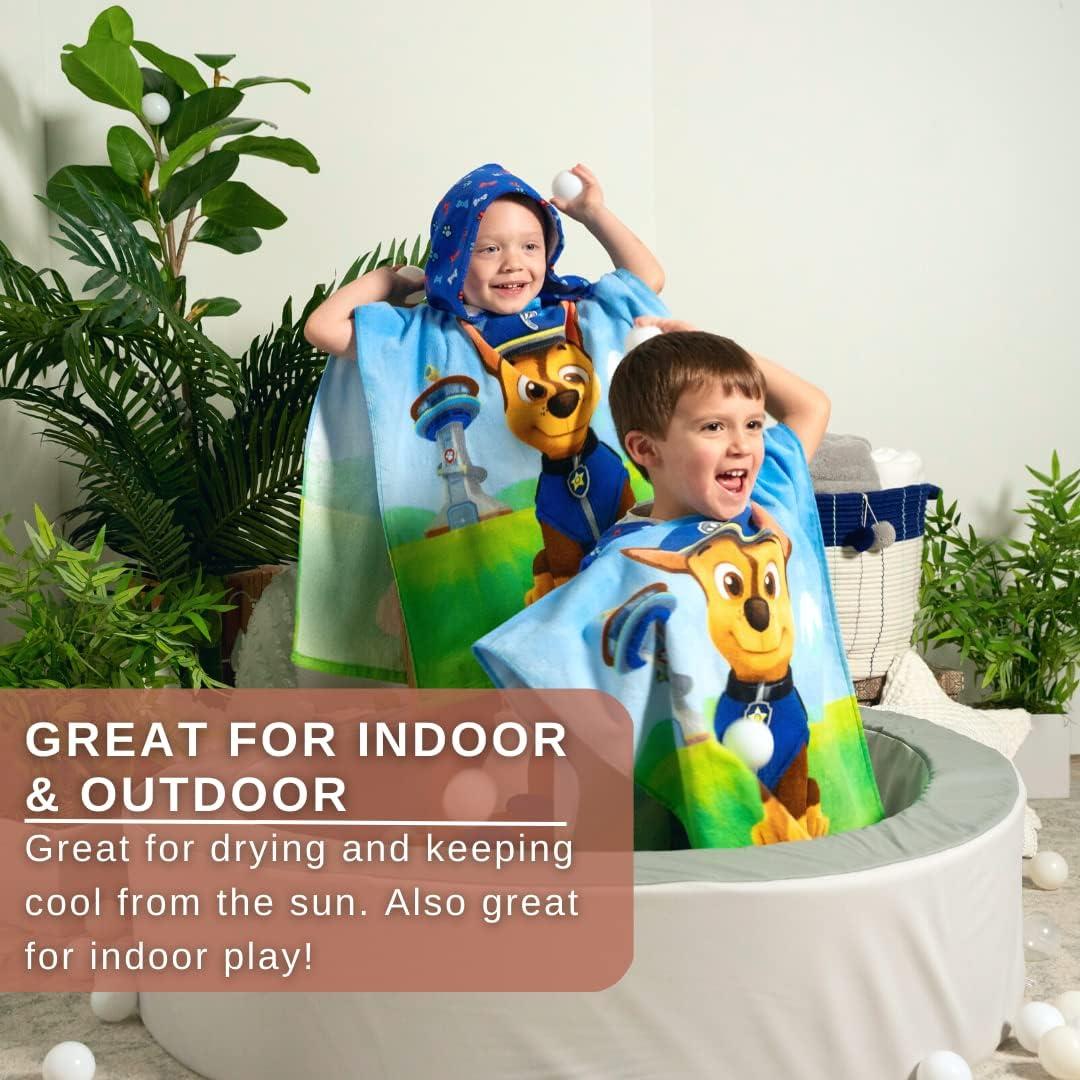 imageFranco Ms Rachel Kids BeachPoolBathCamping Hooded Towel Poncho 24quot X 22quot Absorbent Cotton Cover up Officially Licensed ProductPaw Patrol Boy