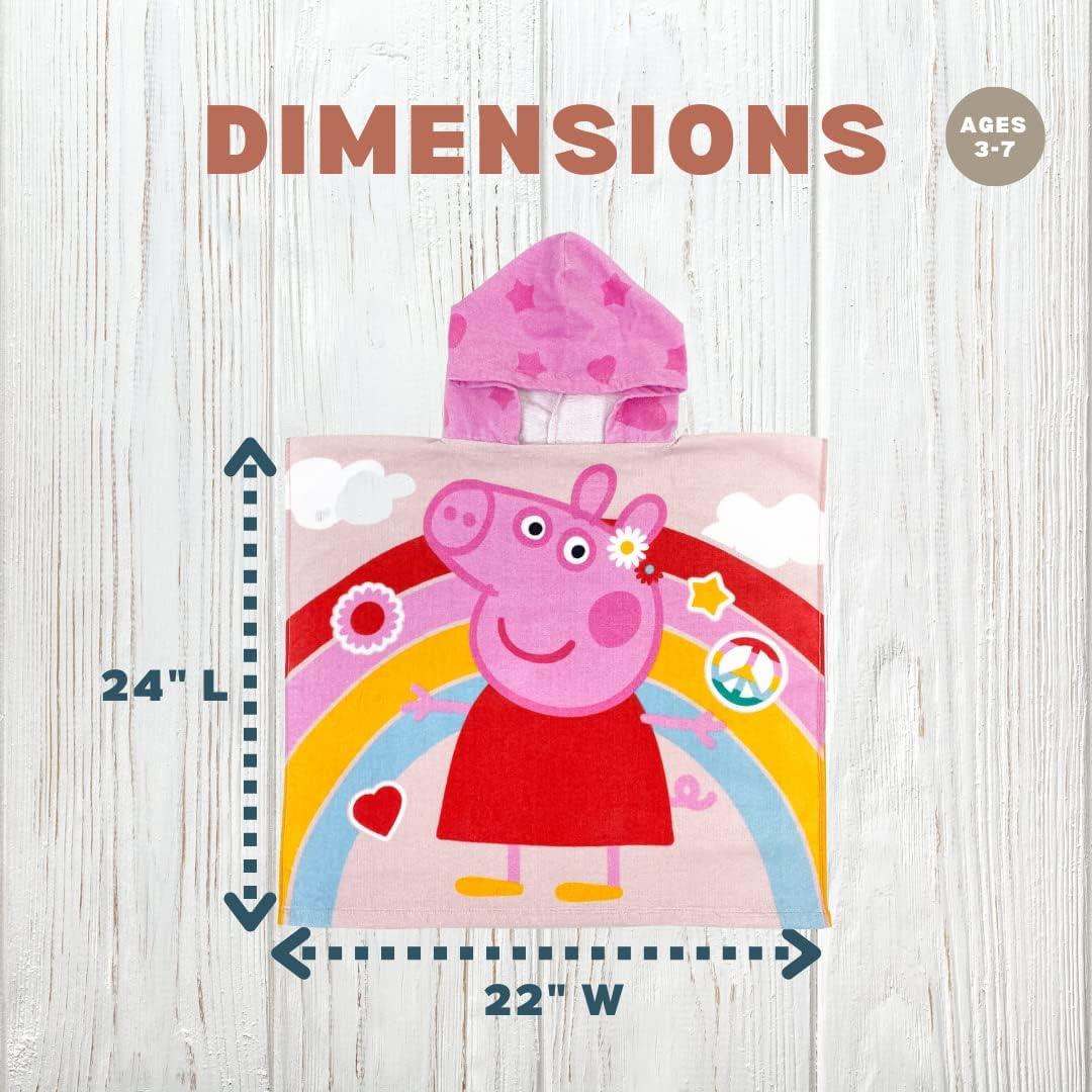 imageFranco Ms Rachel Kids BeachPoolBathCamping Hooded Towel Poncho 24quot X 22quot Absorbent Cotton Cover up Officially Licensed ProductPeppa Pig