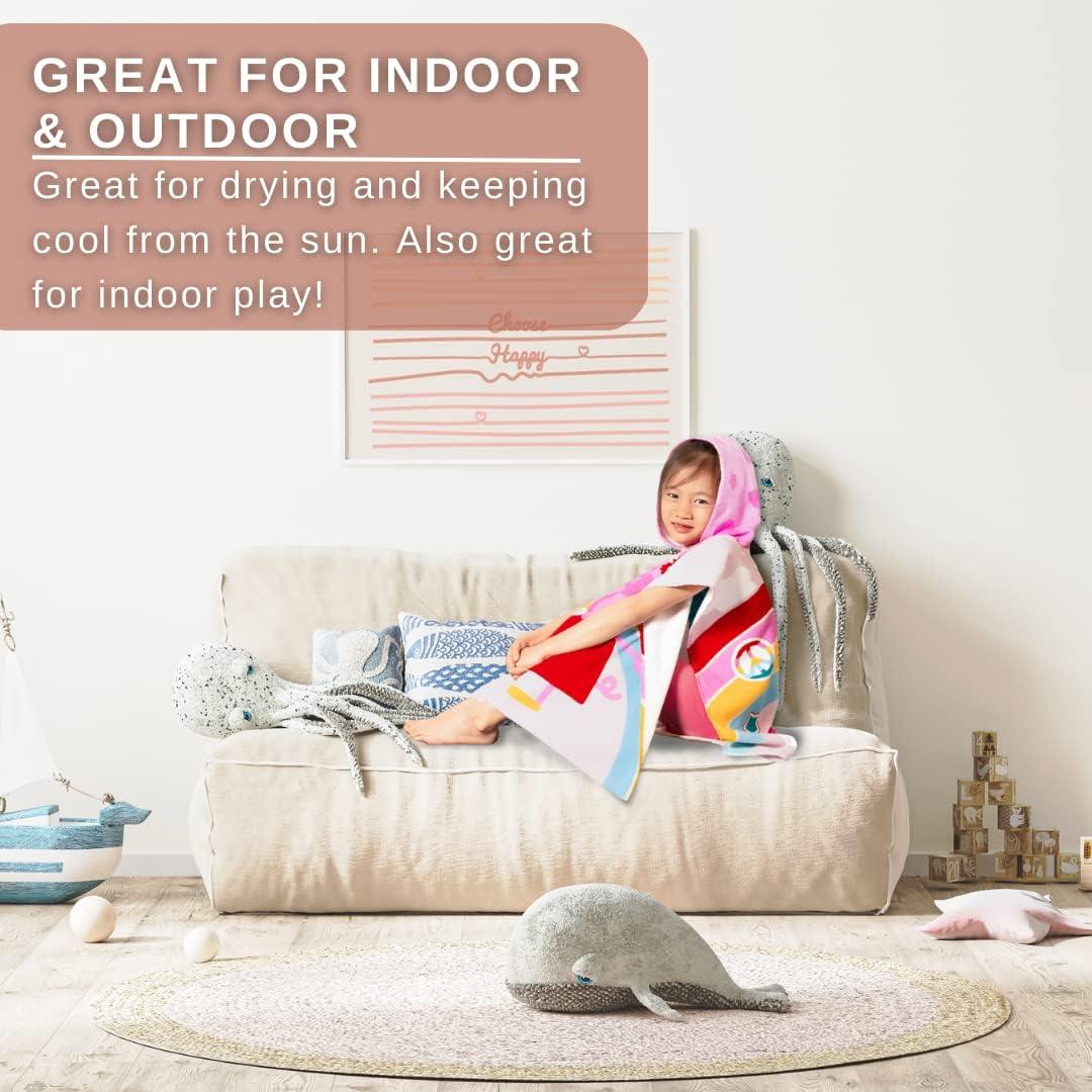 imageFranco Ms Rachel Kids BeachPoolBathCamping Hooded Towel Poncho 24quot X 22quot Absorbent Cotton Cover up Officially Licensed ProductPeppa Pig