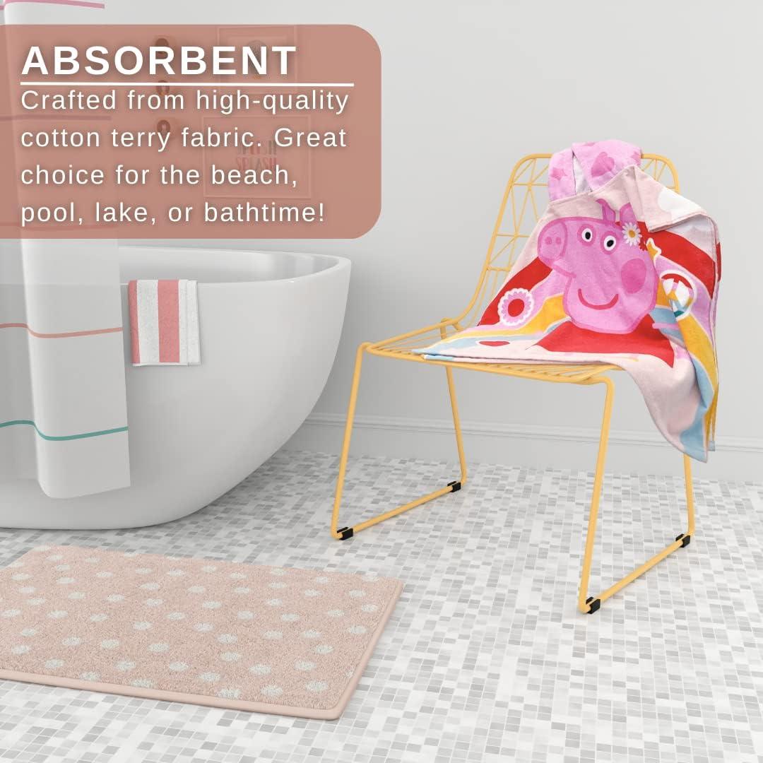 imageFranco Ms Rachel Kids BeachPoolBathCamping Hooded Towel Poncho 24quot X 22quot Absorbent Cotton Cover up Officially Licensed ProductPeppa Pig