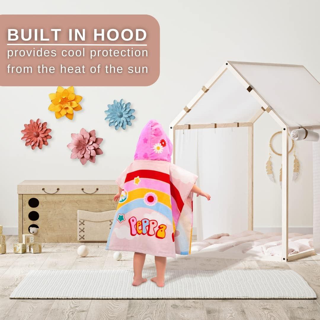 imageFranco Ms Rachel Kids BeachPoolBathCamping Hooded Towel Poncho 24quot X 22quot Absorbent Cotton Cover up Officially Licensed ProductPeppa Pig