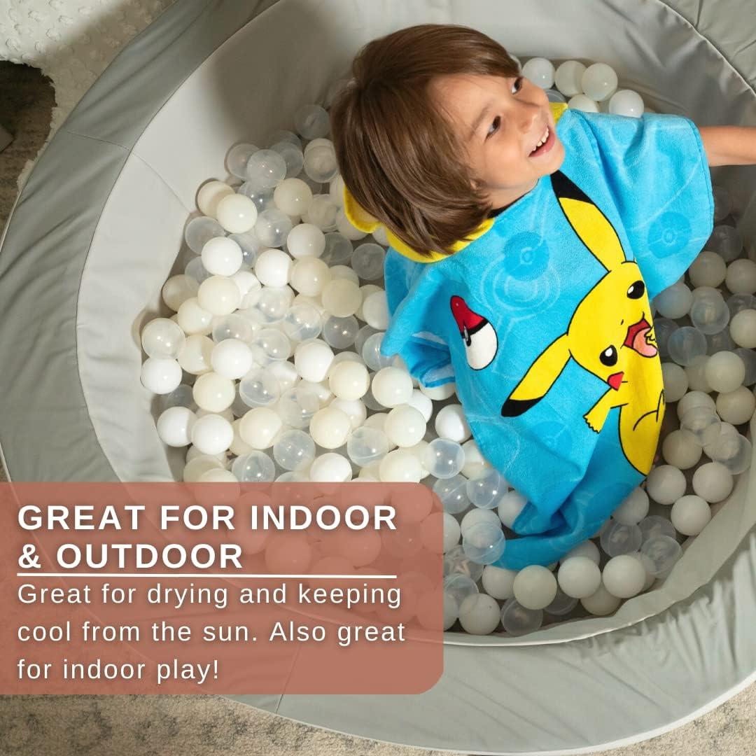 imageFranco Ms Rachel Kids BeachPoolBathCamping Hooded Towel Poncho 24quot X 22quot Absorbent Cotton Cover up Officially Licensed ProductPokemon