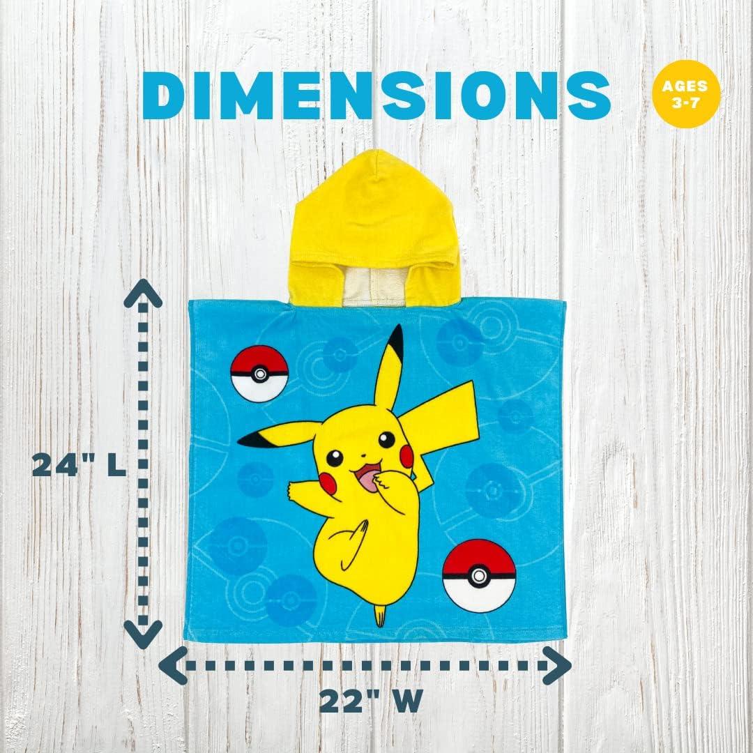 imageFranco Ms Rachel Kids BeachPoolBathCamping Hooded Towel Poncho 24quot X 22quot Absorbent Cotton Cover up Officially Licensed ProductPokemon