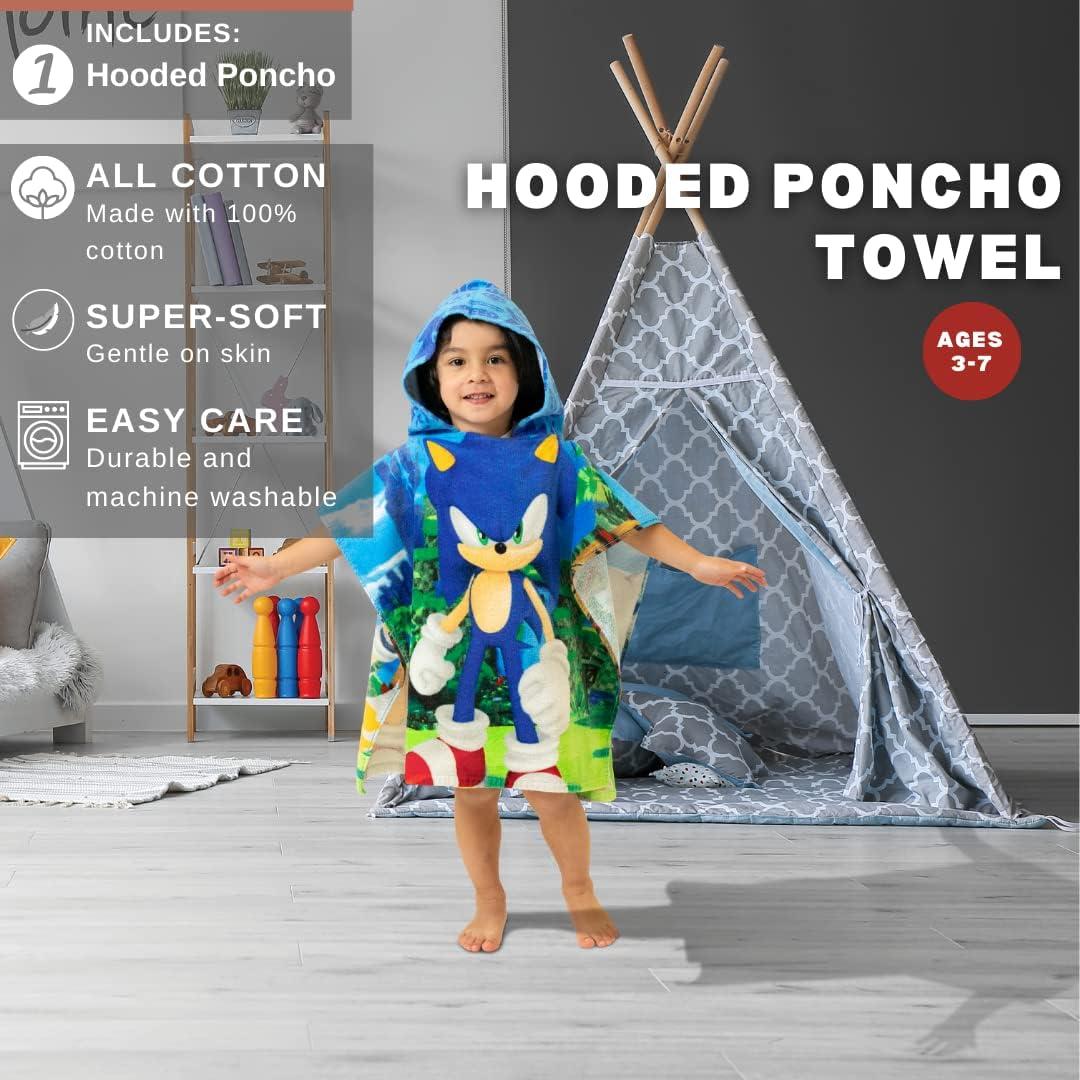 imageFranco Ms Rachel Kids BeachPoolBathCamping Hooded Towel Poncho 24quot X 22quot Absorbent Cotton Cover up Officially Licensed ProductSonic