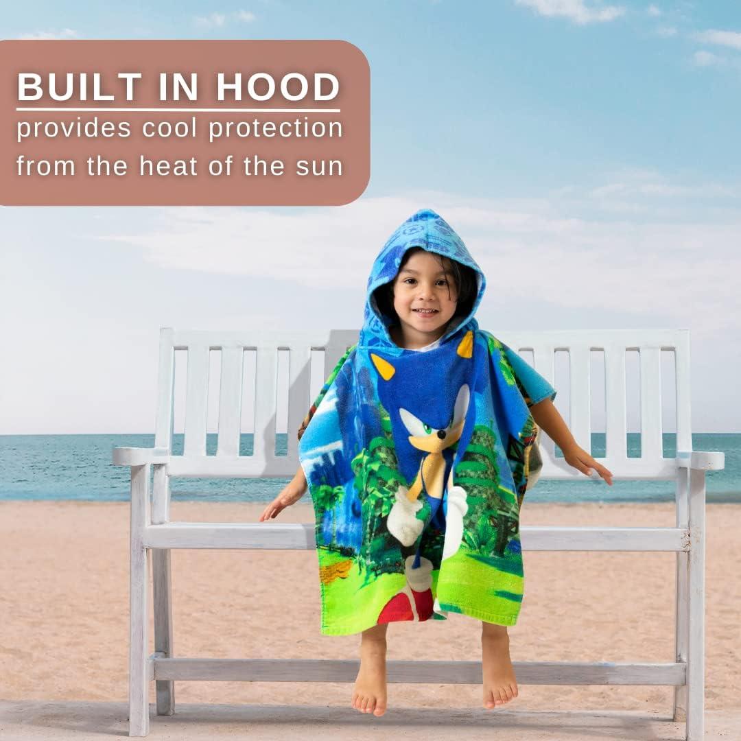 imageFranco Ms Rachel Kids BeachPoolBathCamping Hooded Towel Poncho 24quot X 22quot Absorbent Cotton Cover up Officially Licensed ProductSonic