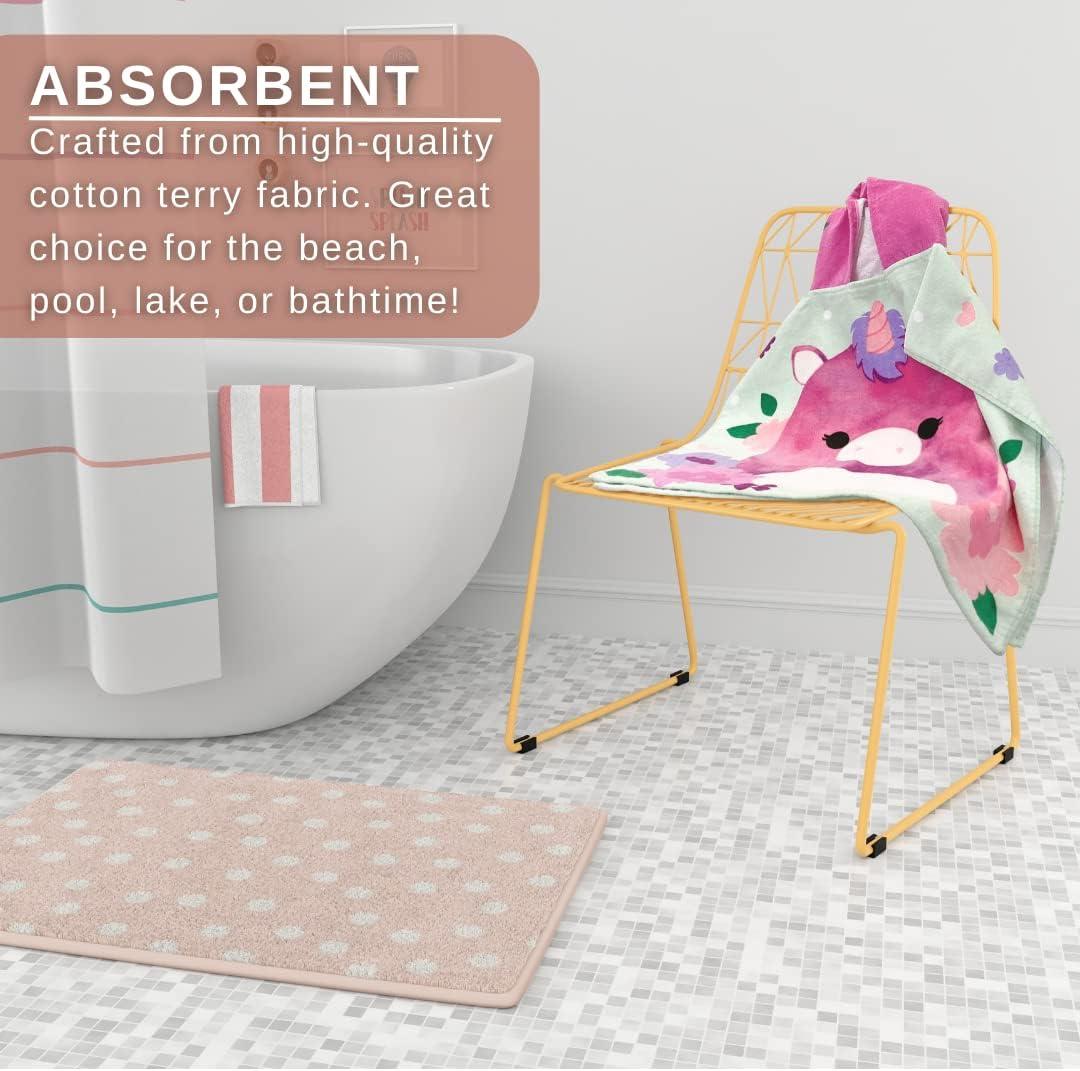 imageFranco Ms Rachel Kids BeachPoolBathCamping Hooded Towel Poncho 24quot X 22quot Absorbent Cotton Cover up Officially Licensed ProductSquishmallows