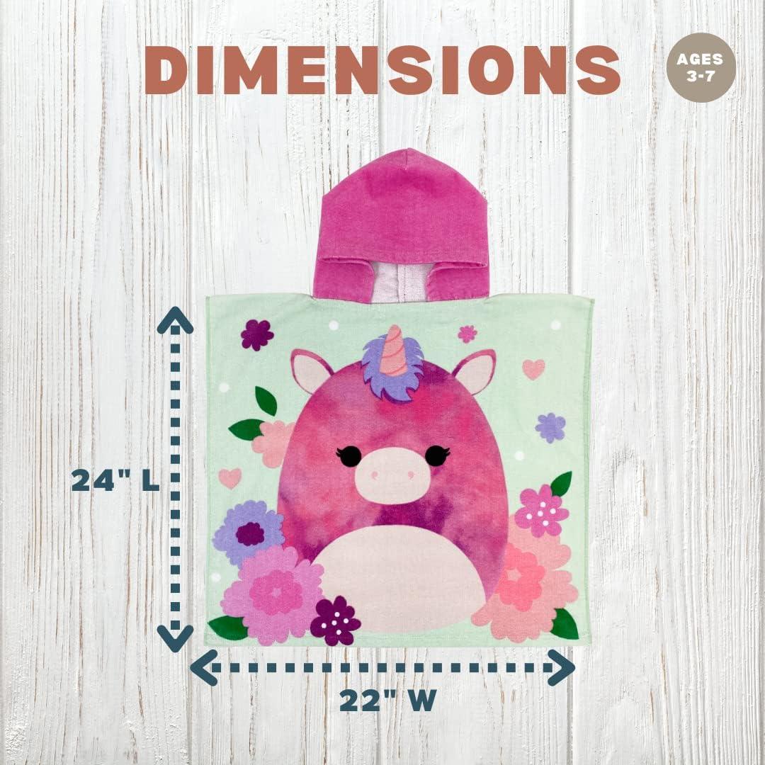 imageFranco Ms Rachel Kids BeachPoolBathCamping Hooded Towel Poncho 24quot X 22quot Absorbent Cotton Cover up Officially Licensed ProductSquishmallows