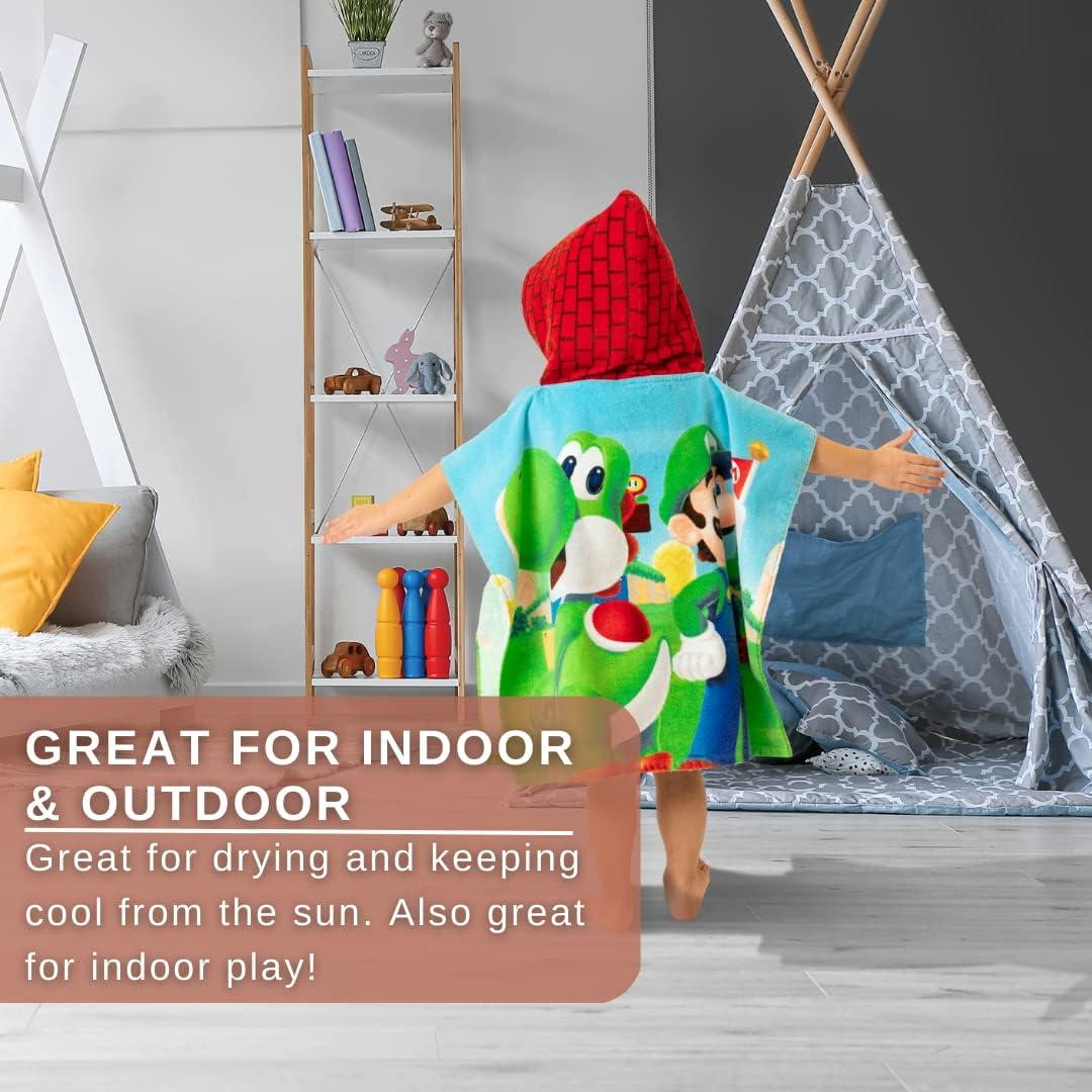 imageFranco Ms Rachel Kids BeachPoolBathCamping Hooded Towel Poncho 24quot X 22quot Absorbent Cotton Cover up Officially Licensed ProductSuper Mario