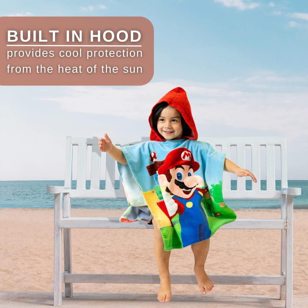 imageFranco Ms Rachel Kids BeachPoolBathCamping Hooded Towel Poncho 24quot X 22quot Absorbent Cotton Cover up Officially Licensed ProductSuper Mario