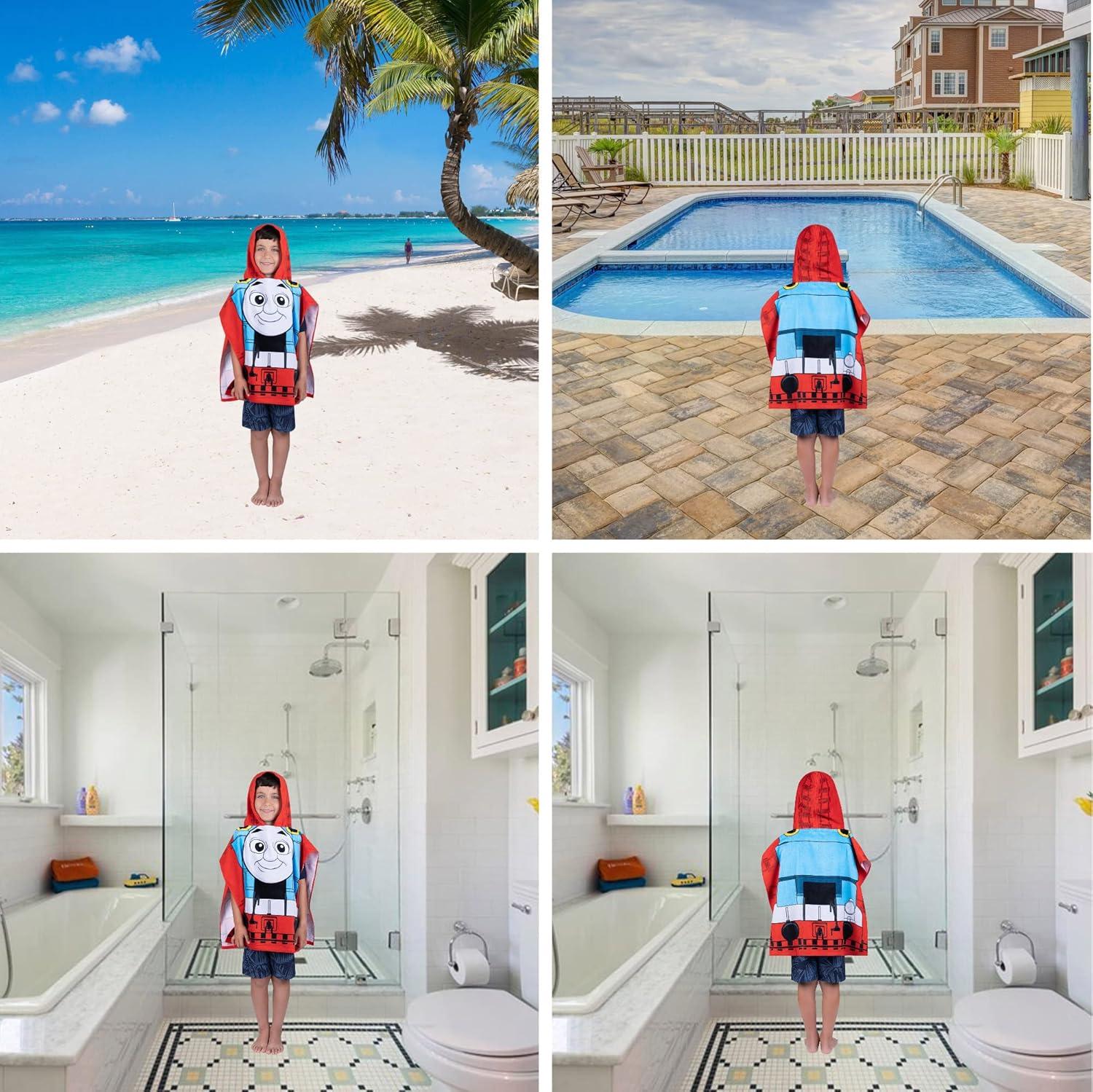 imageFranco Ms Rachel Kids BeachPoolBathCamping Hooded Towel Poncho 24quot X 22quot Absorbent Cotton Cover up Officially Licensed ProductThomas