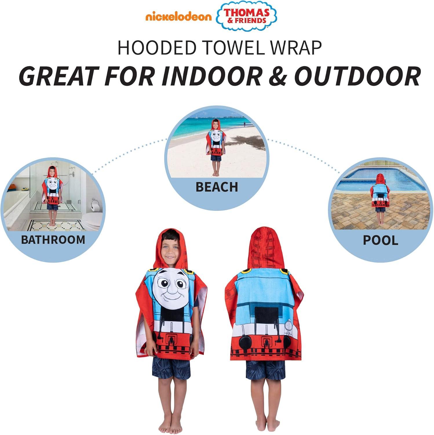 imageFranco Ms Rachel Kids BeachPoolBathCamping Hooded Towel Poncho 24quot X 22quot Absorbent Cotton Cover up Officially Licensed ProductThomas