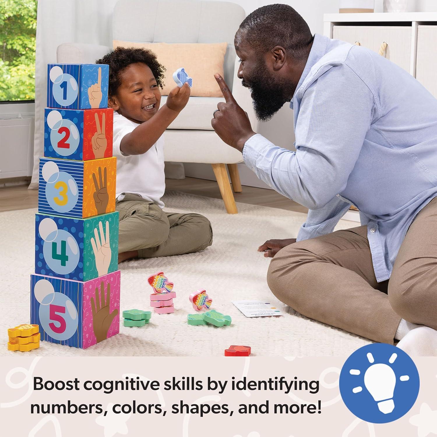 imageMelissa ampamp Doug Ms Rachel Sort and Count Nesting and Stacking Blocks with Wooden Fish Preschool Learning Toy for Boys Girls FSC Certified
