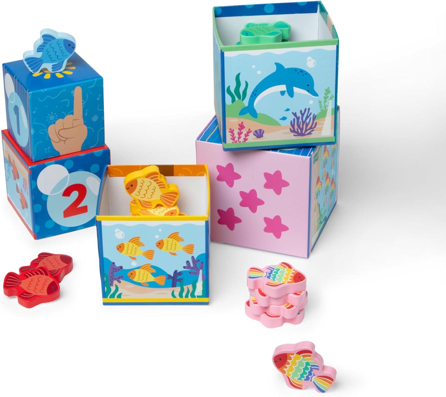 imageMelissa ampamp Doug Ms Rachel Sort and Count Nesting and Stacking Blocks with Wooden Fish Preschool Learning Toy for Boys Girls FSC Certified