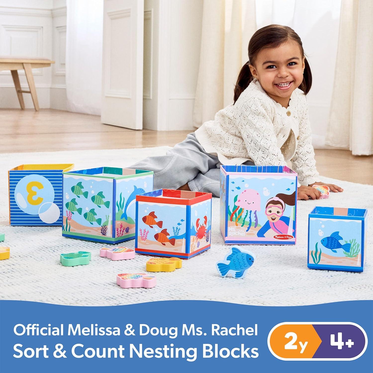 imageMelissa ampamp Doug Ms Rachel Sort and Count Nesting and Stacking Blocks with Wooden Fish Preschool Learning Toy for Boys Girls FSC Certified