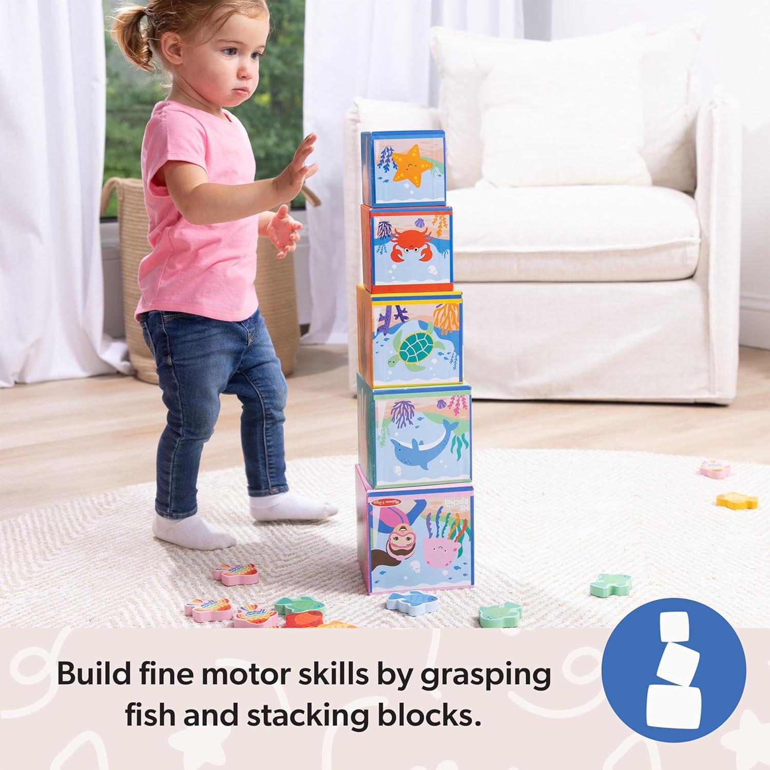imageMelissa ampamp Doug Ms Rachel Sort and Count Nesting and Stacking Blocks with Wooden Fish Preschool Learning Toy for Boys Girls FSC Certified