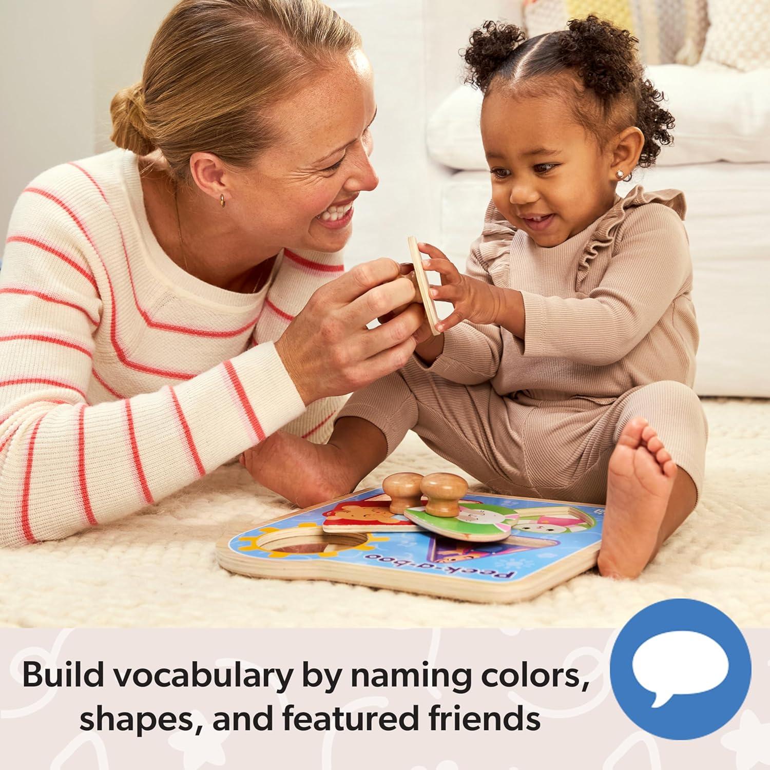 imageMelissa ampamp Doug Ms Rachel Wooden PeekaBoo Jumbo Peg Puzzle 4Piece with Mirror Toddler Toys for Boys and Girls Ages 1 Years