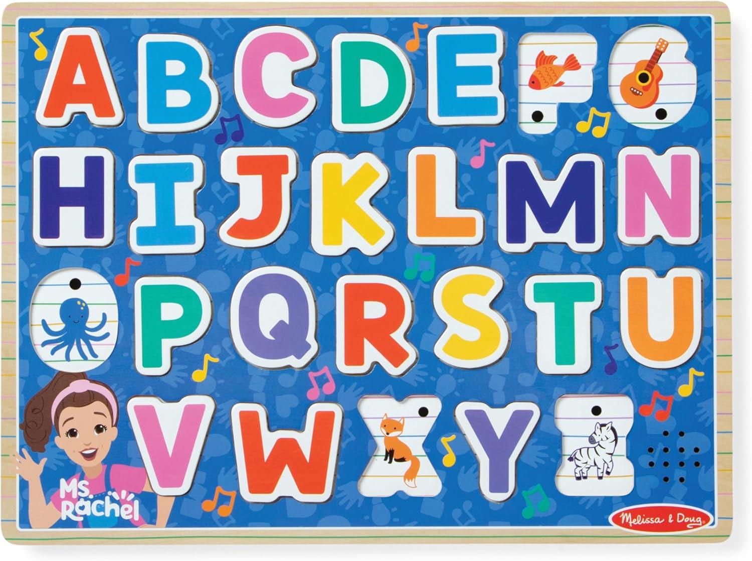 imageMelissa ampamp Doug Ms Rachel Wooden Phonics Alphabet Sound Puzzle with LightActivated Sound Effects 24Piece Toddler Toys for Boys and Girls Ages 2 Years FSC Certified