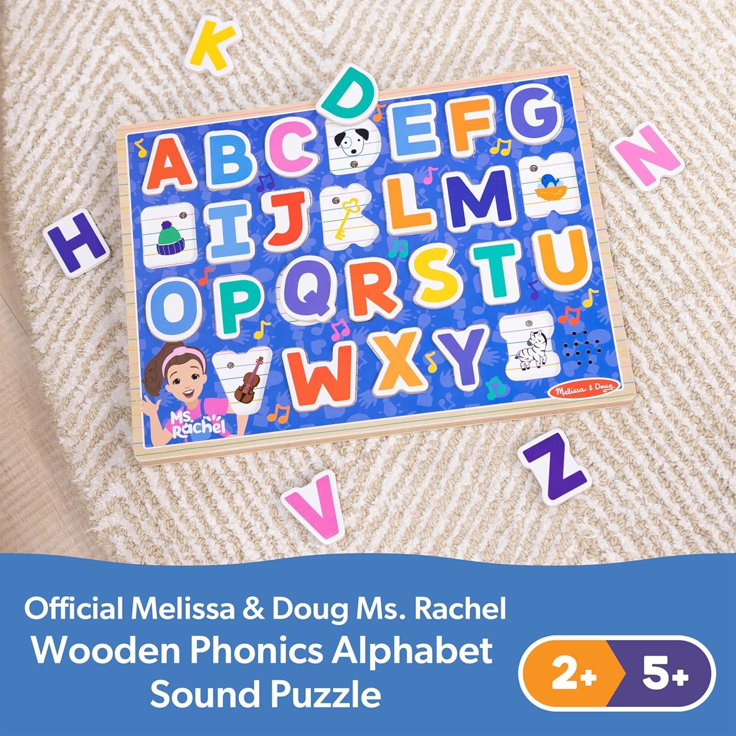 imageMelissa ampamp Doug Ms Rachel Wooden Phonics Alphabet Sound Puzzle with LightActivated Sound Effects 24Piece Toddler Toys for Boys and Girls Ages 2 Years FSC Certified