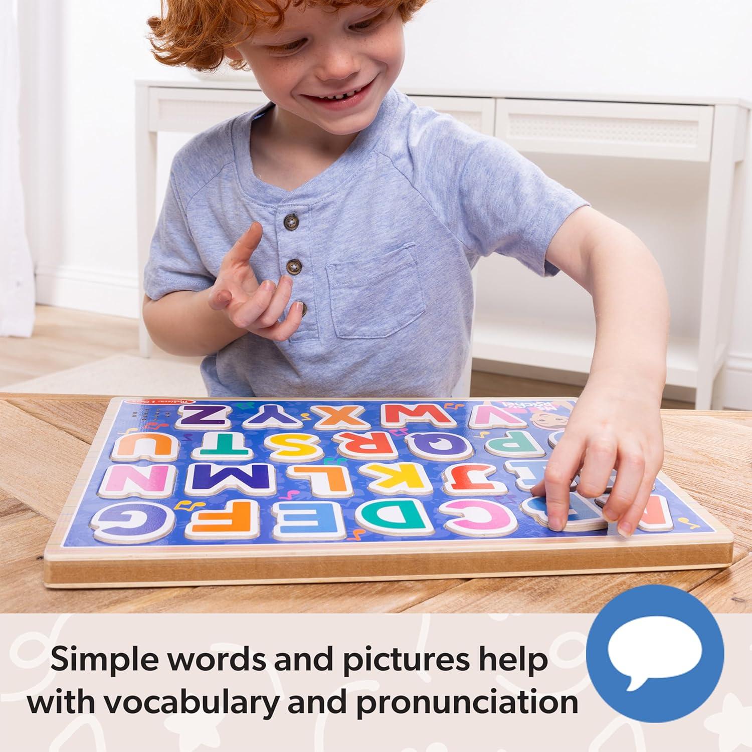 imageMelissa ampamp Doug Ms Rachel Wooden Phonics Alphabet Sound Puzzle with LightActivated Sound Effects 24Piece Toddler Toys for Boys and Girls Ages 2 Years FSC Certified